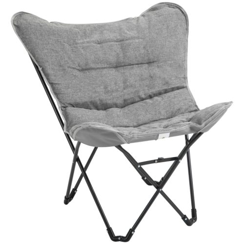 Campingstol med stålram ljusgrå