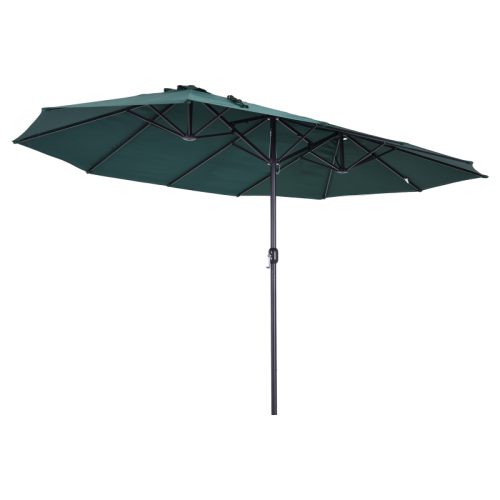 XXL parasoll med handvev mörkgrön oval 460x270x240 cm