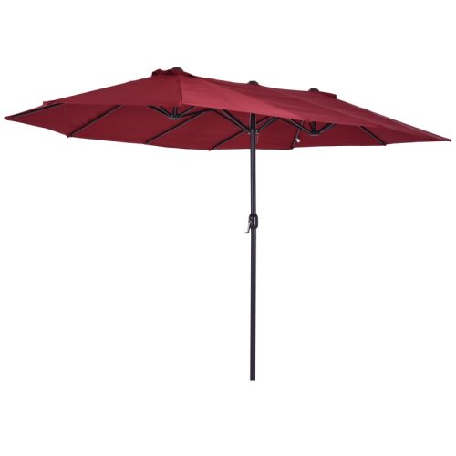 XXL parasoll med handvev vinröd oval 460x270x240 cm