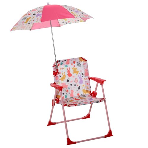 Fällstol med parasoll för barn – Rosa