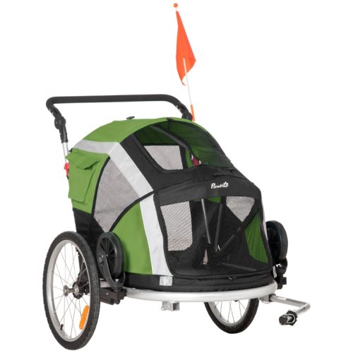2i1 hopfällbar cykelvagn/joggingvagn 150x82x108 cm grön