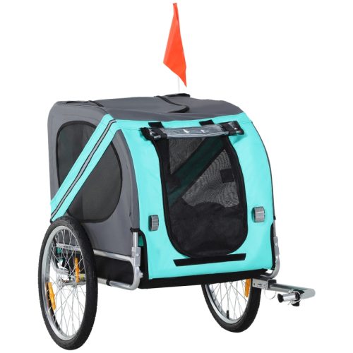Cykelvagn för hund grå/grön 130x73x90 cm