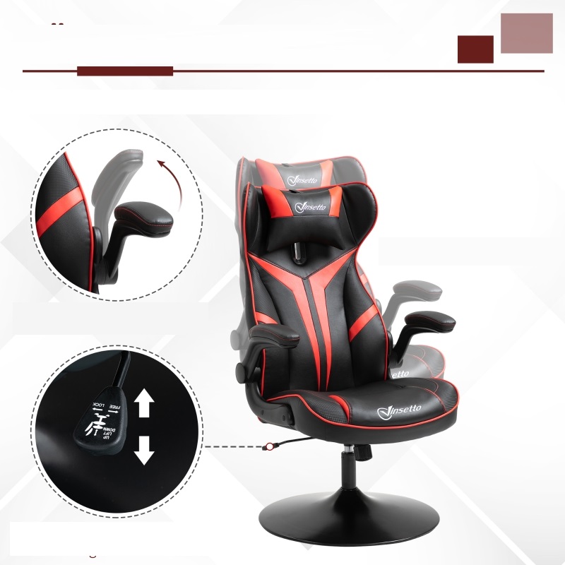 Gamingstol med gungfunktion 106-112 cm röd/svart - Bild 4