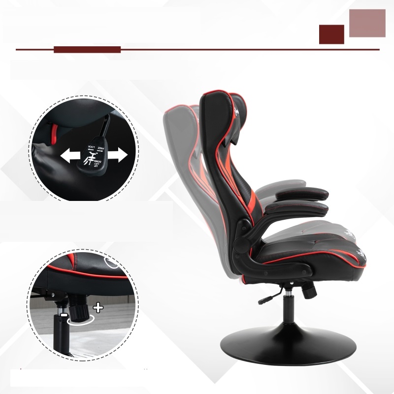Gamingstol med gungfunktion 106-112 cm röd/svart - Bild 5