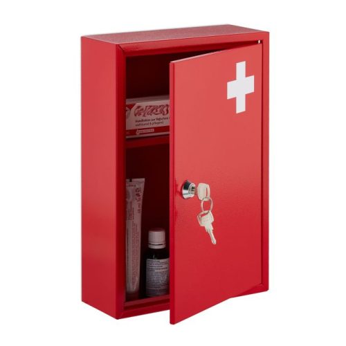 Låsbar medicinskåp röd