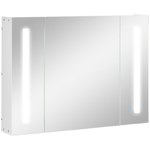 Badrumsskåp 3 spegeldörrar LED-lampor 90×15×65 cm