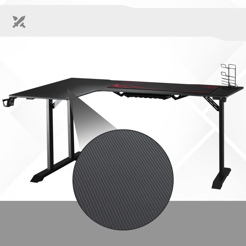 Gamingbord L-format med hörlurskrok dryckeshållare 168x109x78 cm - Bild 4