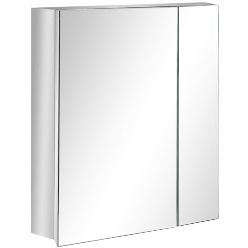 Badrumsskåp 2 spegeldörrar 3 hyllor 54x13x60 cm