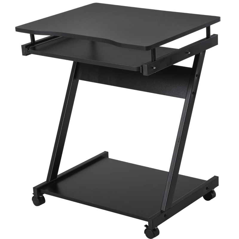 Datorbord med hjul 60x48x73cm svart