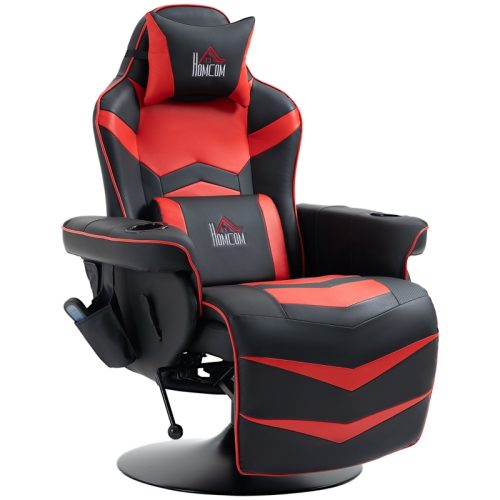 Gamingstol med massagefunktion liggfunktion röd+svart