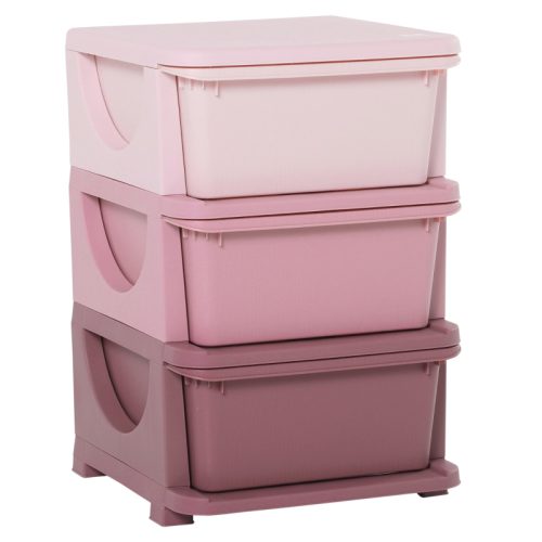 Förvaringslådor 3 lådor 37x37x56,5 cm rosa