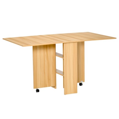 Fällbord matbord med förvaringshyllor 140x80x74 cm