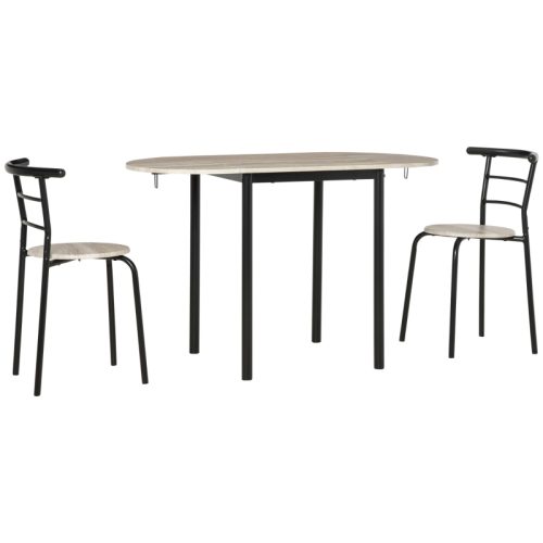 Matgrupp ovalt bord med två stolar 120x60x75 cm