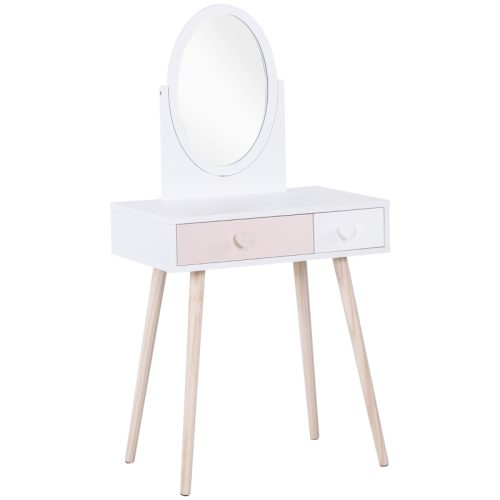Sminkbord för barn med spegel rosa/vit
