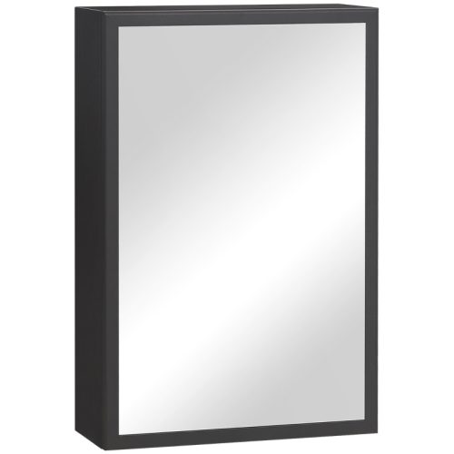 Spegelskåp 3 hyllor svart 40x15x60 cm