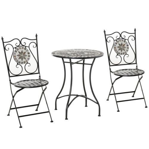 Caféset Mosaikbord 2 fällbara stolar