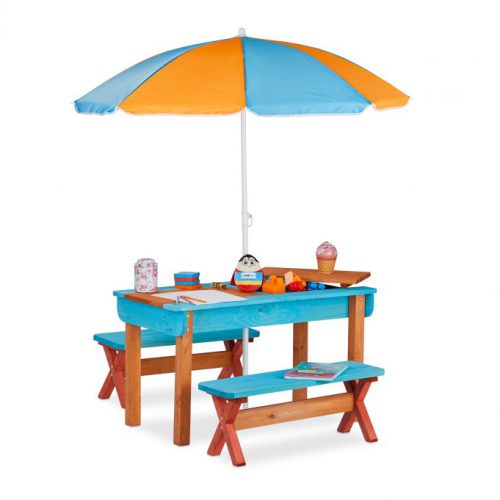 Picknickbord för barn med parasoll