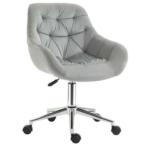 Skrivbordsstol sammet grå 80-90 cm