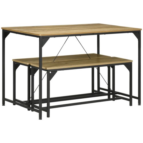 Matbord med 2 sittbänkar industriell design 120x70x75 cm