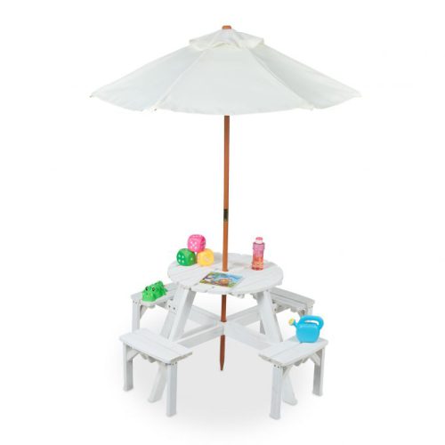 Picknickbord för barn med parasoll