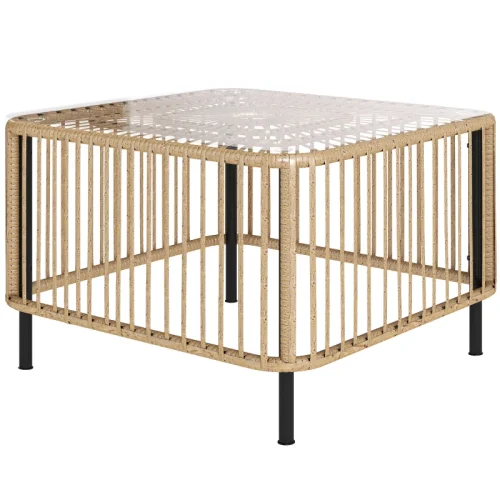 Trädgårdsbord med glasskiva 65x65x43 cm