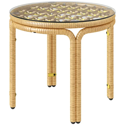 Trädgårdsbord med glasskiva Ø50 cm