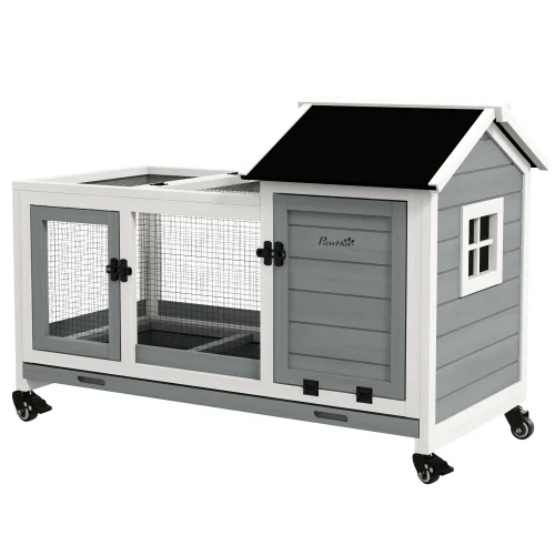 Kaninbur med hjul 108x58x73.5 cm grå