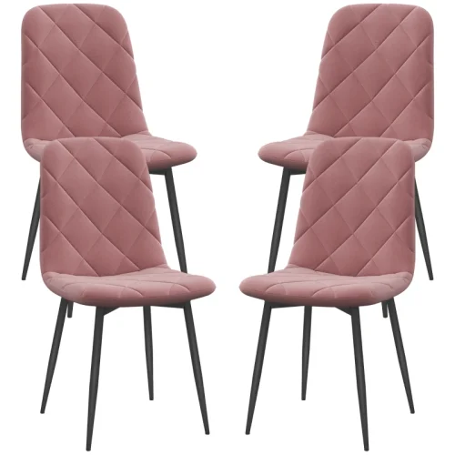 Matstol 4-pack sammet rosa