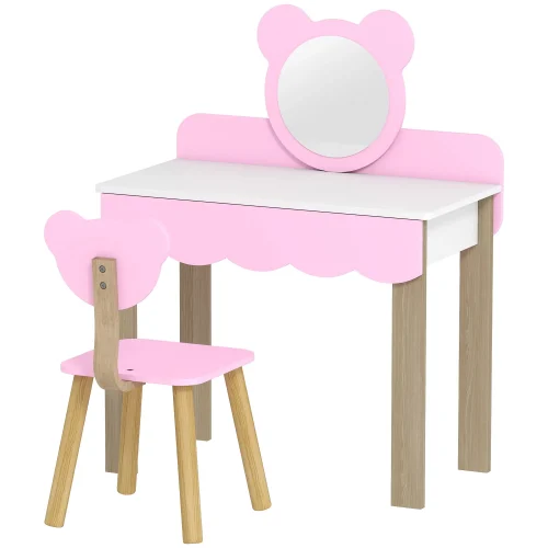 Sminkbord med pall barn rosa