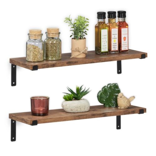 Vägghylla industriell design 2-pack