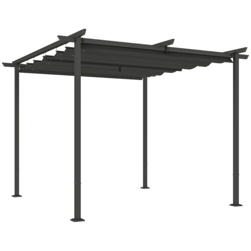 Pergola/paviljong justerbart tak 3×3 m mörkgrå