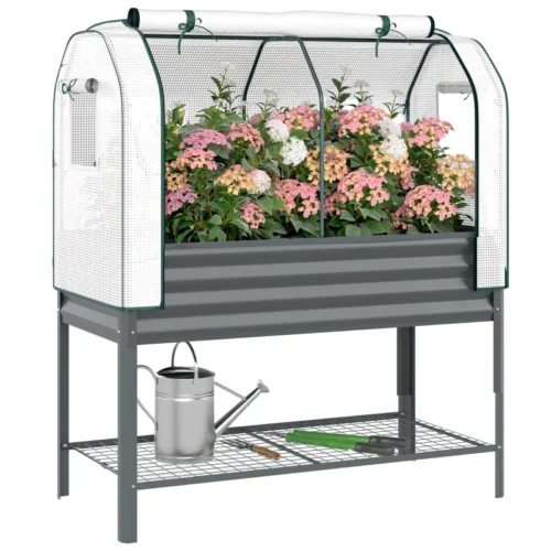 Planteringslåda med växthusöverdrag 120x55x140 cm