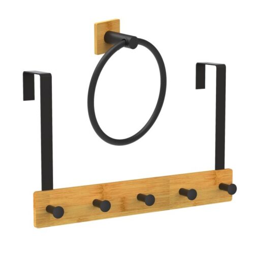 Dörrhängare & handdukshållare bambu/metall