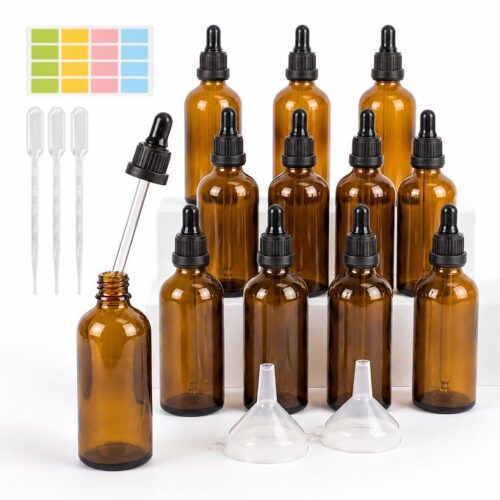 Bruna glasflaskor med pipett 12-pack
