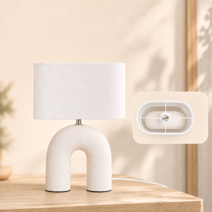 Bågformad bordslampa med tygskärm - Bild 7