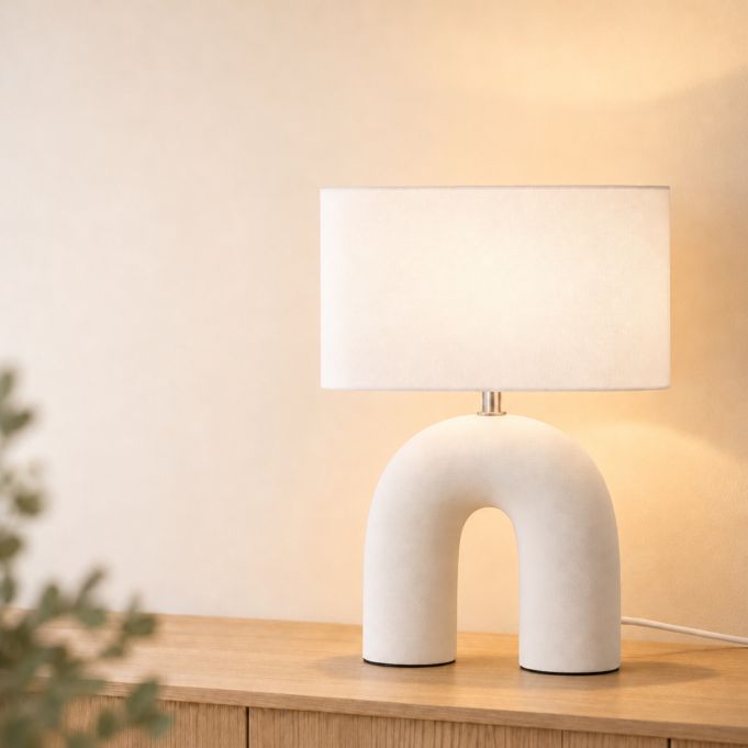Bågformad bordslampa med tygskärm - Bild 3