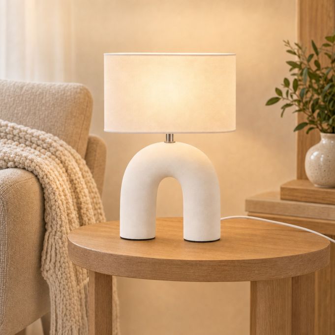 Bågformad bordslampa med tygskärm - Bild 2
