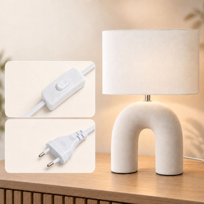 Bågformad bordslampa med tygskärm - Bild 4