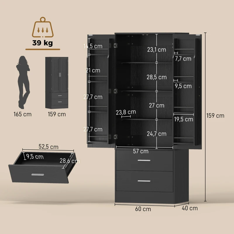 Köksskåp 8 dörrhyllor 159 cm - Bild 8