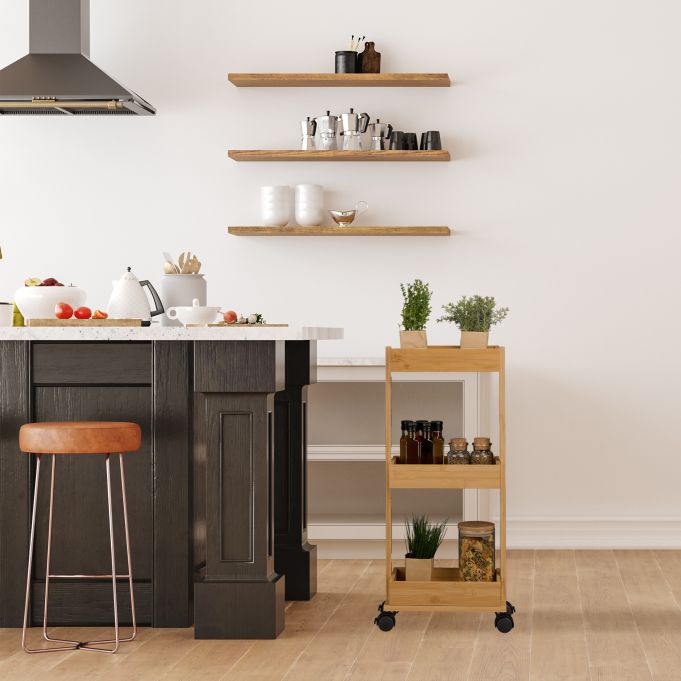 Smal hyllvagn bambu 3 nivåer - Bild 2